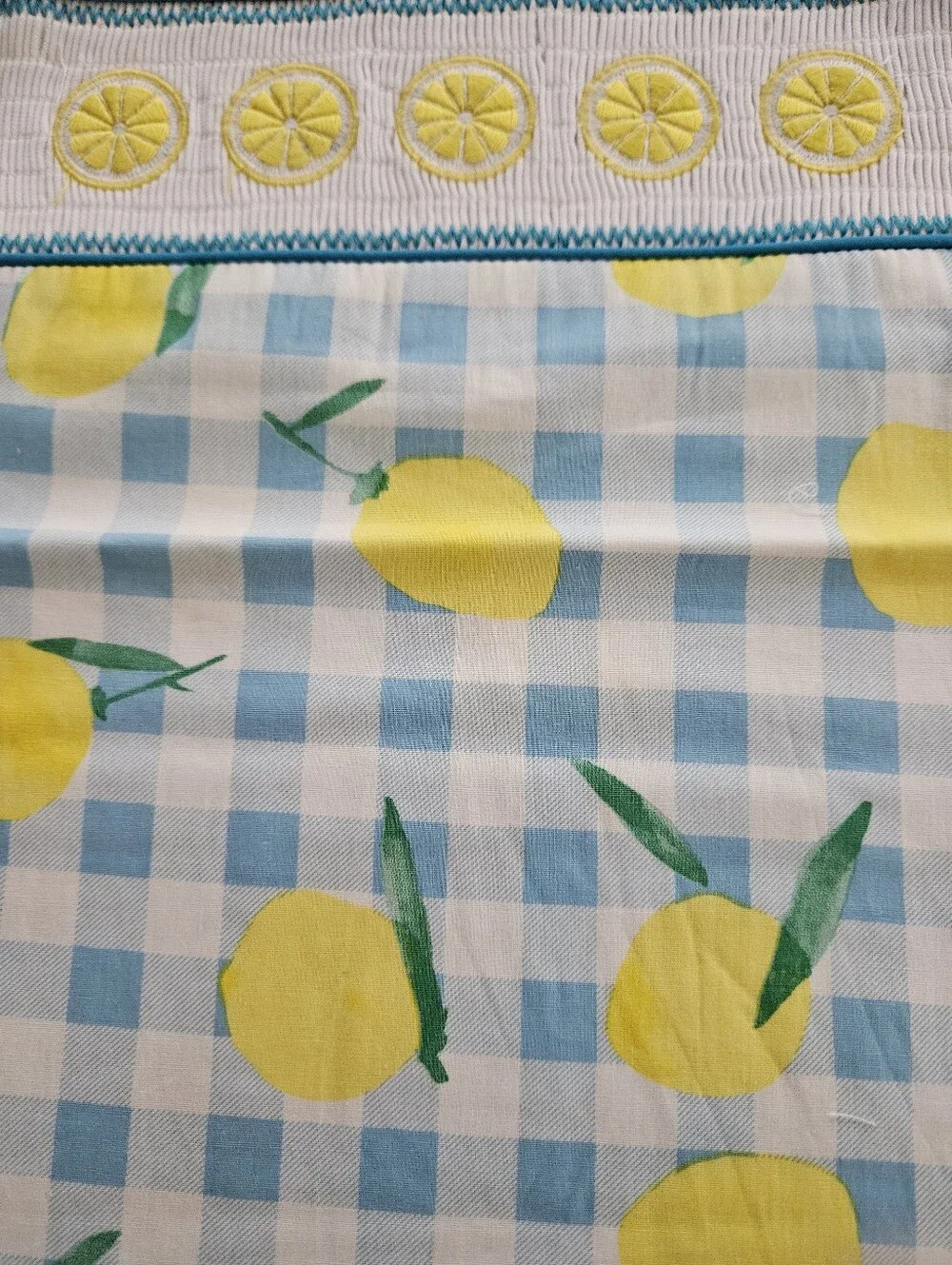 Lil Cactus Blue & White Gingham Lemon Smocked Jon Jon | Size 3T